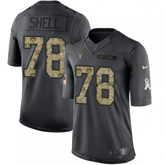 Men's Nike Oakland Raiders 78 Art Shell Limited Black 2016 Salute to Service NFL Jersey