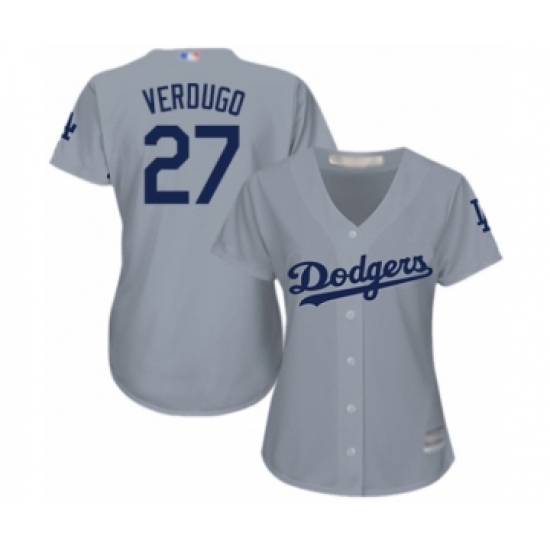 Women's Los Angeles Dodgers 27 Alex Verdugo Authentic Grey Road Cool Base Baseball Player Jersey