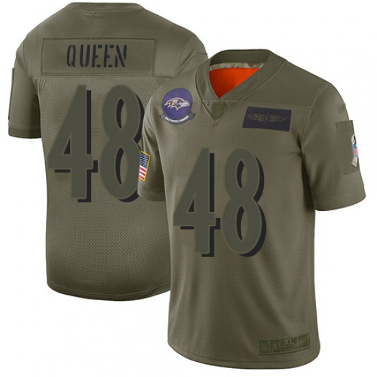 Men's Baltimore Ravens 48 Patrick Queen Camo Stitched NFL Limited 2019 Salute To Service Jersey