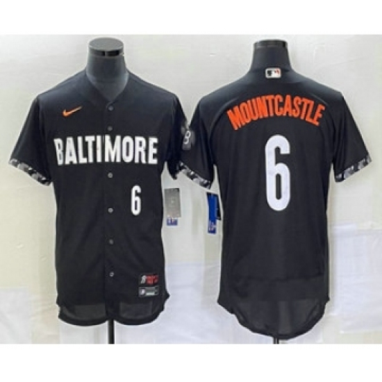Men's Baltimore Orioles 6 Ryan Mountcastle Number Black 2023 City Connect Flex Base Stitched Jersey