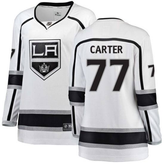 Women's Los Angeles Kings 77 Jeff Carter Authentic White Away Fanatics Branded Breakaway NHL Jersey