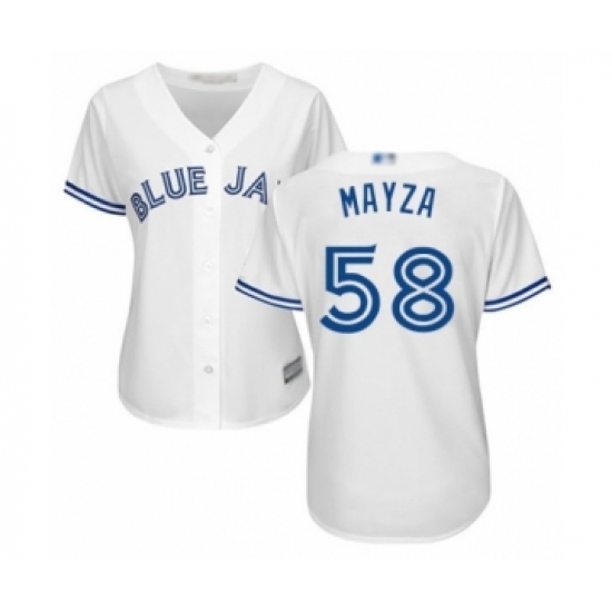 Women's Toronto Blue Jays 58 Tim Mayza Authentic White Home Baseball Player Jersey
