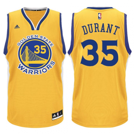 Men's Adidas Golden State Warriors 35 Kevin Durant Authentic Gold NBA Jersey