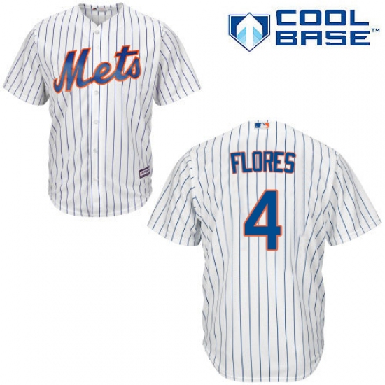 Men's Majestic New York Mets 4 Wilmer Flores Replica White Home Cool Base MLB Jersey