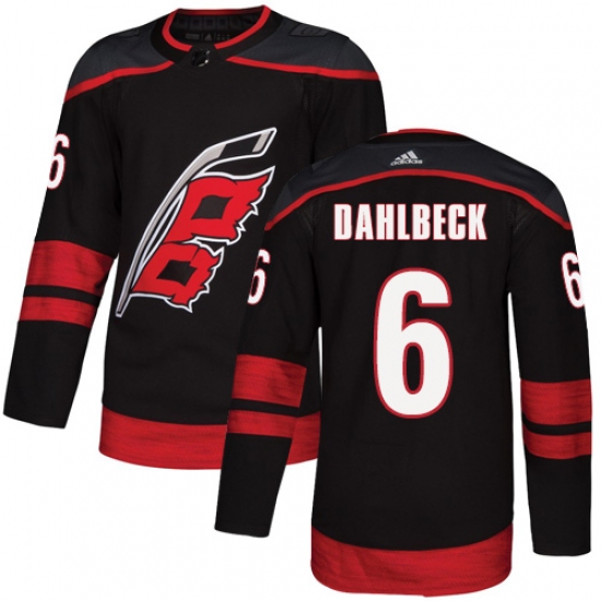Men's Adidas Carolina Hurricanes 6 Klas Dahlbeck Premier Black Alternate NHL Jersey