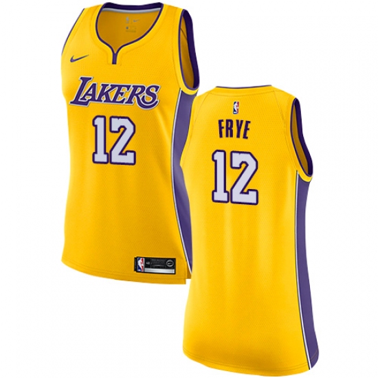 Women's Nike Los Angeles Lakers 12 Channing Frye Swingman Gold Home NBA Jersey - Icon Edition