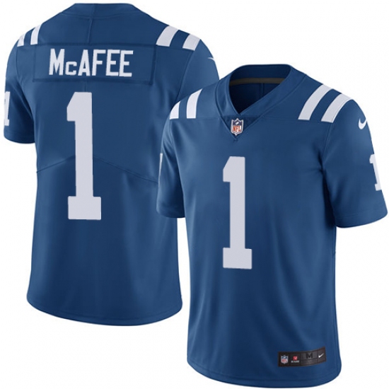 Men's Nike Indianapolis Colts 1 Pat McAfee Royal Blue Team Color Vapor Untouchable Limited Player NFL Jersey