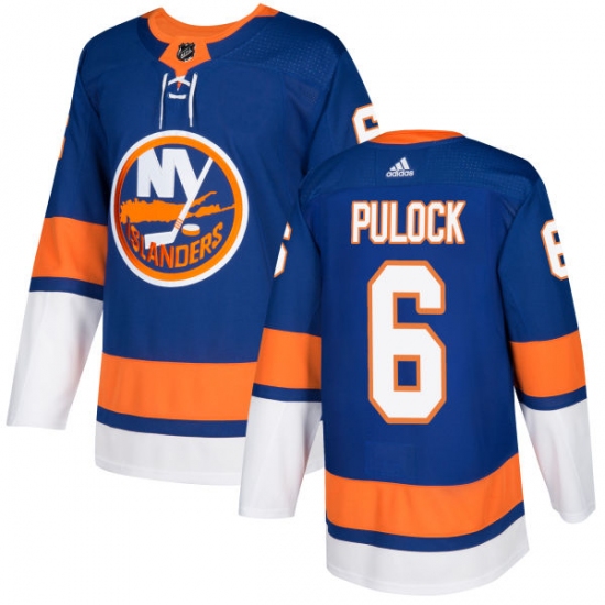 Men's Adidas New York Islanders 6 Ryan Pulock Authentic Royal Blue Home NHL Jersey