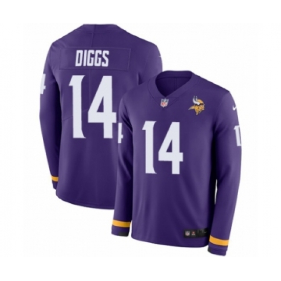 Men's Nike Minnesota Vikings 14 Stefon Diggs Limited Purple Therma Long Sleeve NFL Jersey