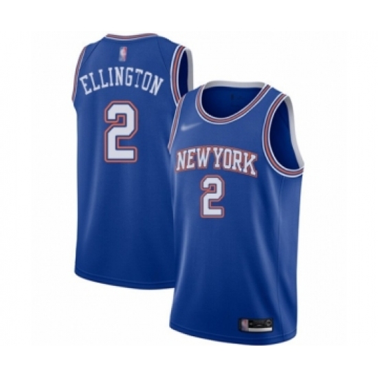Men's New York Knicks 2 Wayne Ellington Authentic Blue Basketball Jersey - Statement Edition
