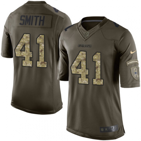 Men's Nike Dallas Cowboys 41 Keith Smith Elite Green Salute to Service NFL Jersey