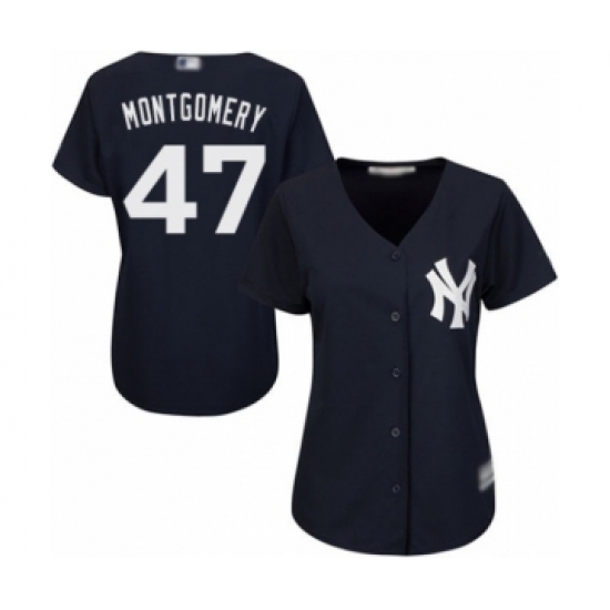 Women's New York Yankees 47 Jordan Montgomery Authentic Navy Blue Alternate Baseball Player Jersey