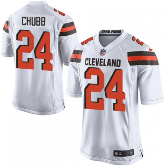 Men's Nike Cleveland Browns 24 Nick Chubb Game White NFL Jersey