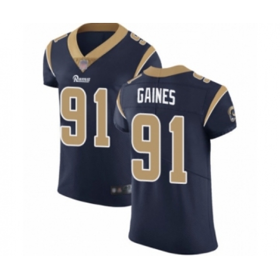 Men's Los Angeles Rams 91 Greg Gaines Navy Blue Team Color Vapor Untouchable Elite Player Football Jersey