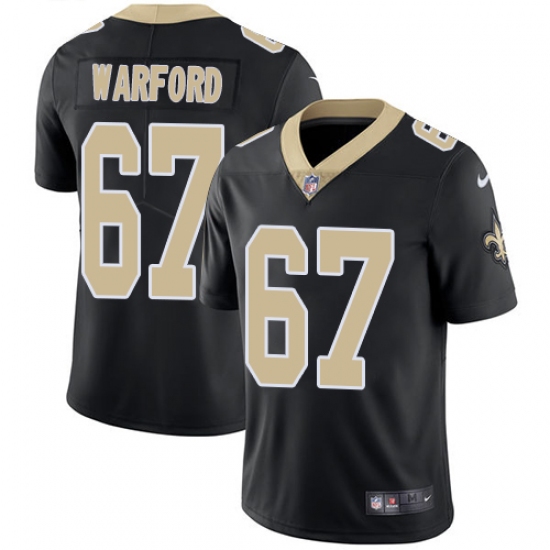 Men's Nike New Orleans Saints 67 Larry Warford Black Team Color Vapor Untouchable Limited Player NFL Jersey