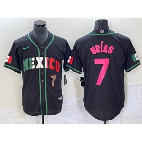 Men's Mexico Baseball 7 Julio Urias Number 2023 Black World Baseball Classic Stitched Jersey2