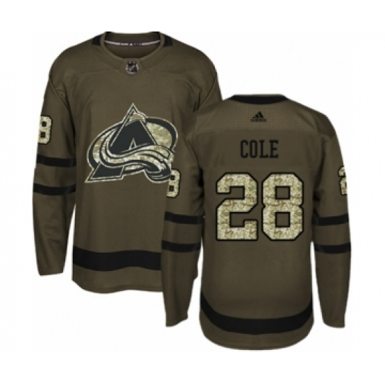 Men's Adidas Colorado Avalanche 28 Ian Cole Authentic Green Salute to Service NHL Jersey