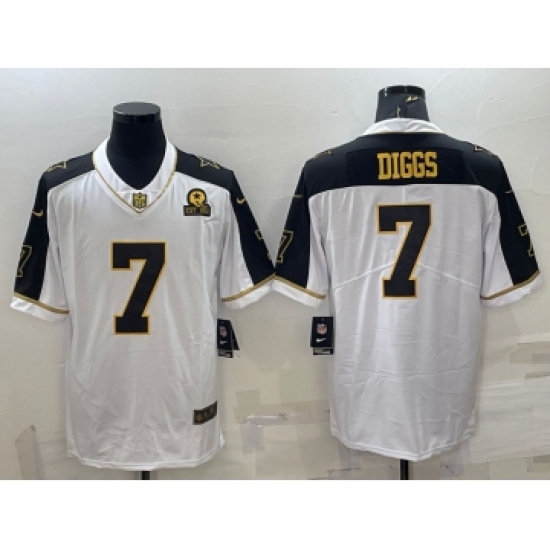 Men's Dallas Cowboys 7 Trevon Diggs White Gold Edition With 1960 Patch Limited Stitched Football Jersey