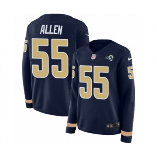 Women's Nike Los Angeles Rams 55 Brian Allen Limited Navy Blue Therma Long Sleeve NFL Jersey