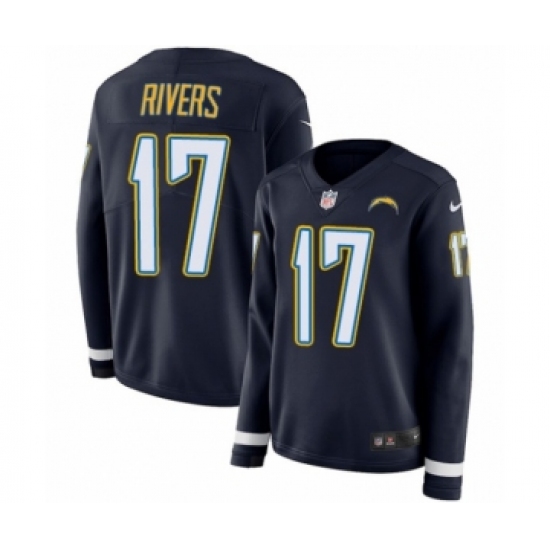 Women's Nike Los Angeles Chargers 17 Philip Rivers Limited Navy Blue Therma Long Sleeve NFL Jersey