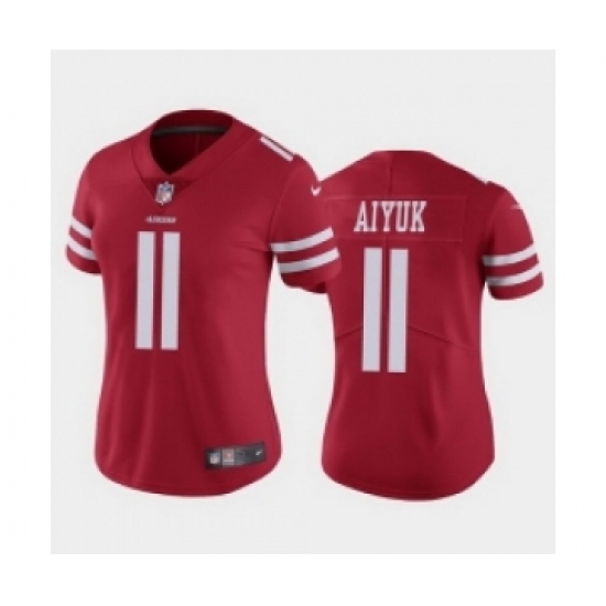 Women San Francisco 49ers 11 Brandon Aiyuk Red Team Color Stitched NFL Vapor Untouchable Limited Jersey