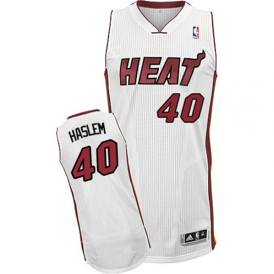 Men's Adidas Miami Heat 40 Udonis Haslem Authentic White Home NBA Jersey