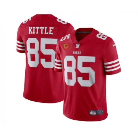 Men's San Francisco 49ers 2022 85 George Kittle Red New Scarlet With 4-star C Patch Vapor Untouchable Limited Stitched Football Jersey