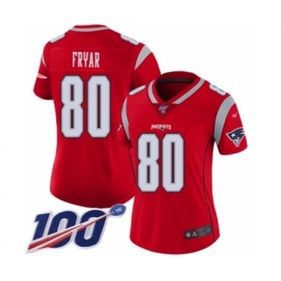 Women's New England Patriots 80 Irving Fryar Limited Red Inverted Legend 100th Season Football Jersey