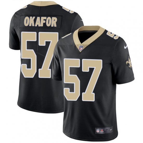 Youth Nike New Orleans Saints 91 Alex Okafor Black Team Color Vapor Untouchable Limited Player NFL Jersey