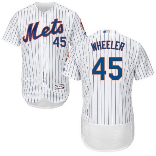 Men's Majestic New York Mets 45 Zack Wheeler White Home Flex Base Authentic Collection MLB Jersey