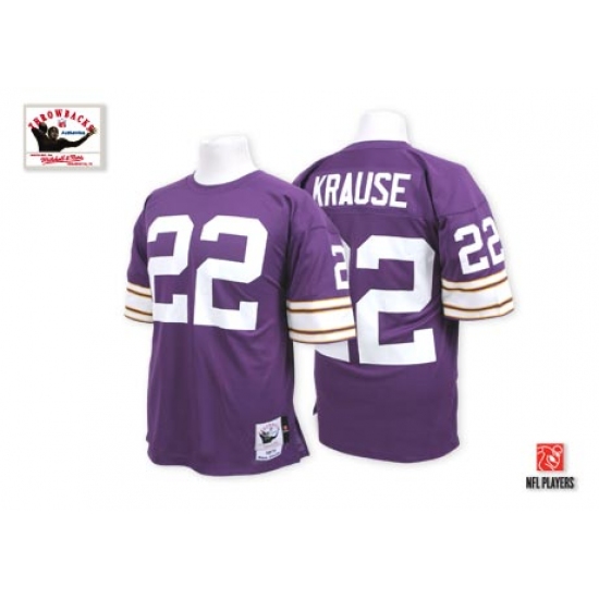 Mitchell And Ness Minnesota Vikings 22 Paul Krause Purple Team Color Authentic Throwback NFL Jersey
