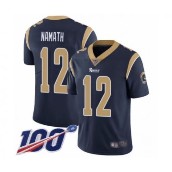 Men's Los Angeles Rams 12 Joe Namath Navy Blue Team Color Vapor Untouchable Limited Player 100th Season Football Jersey