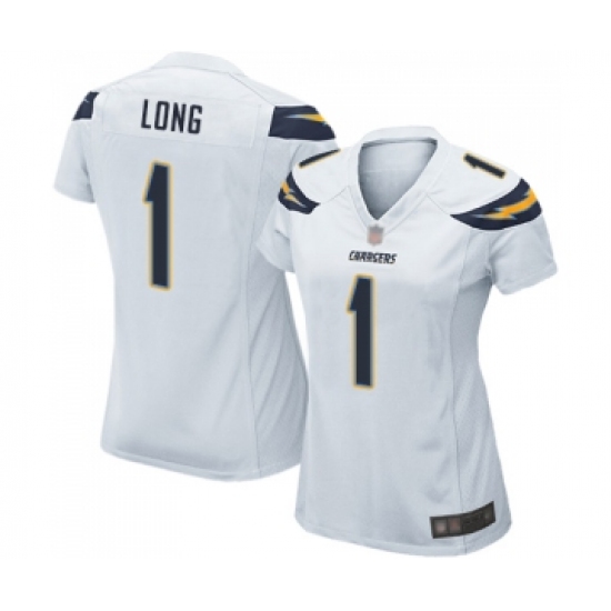 Women's Los Angeles Chargers 1 Ty Long Game White Football Jersey