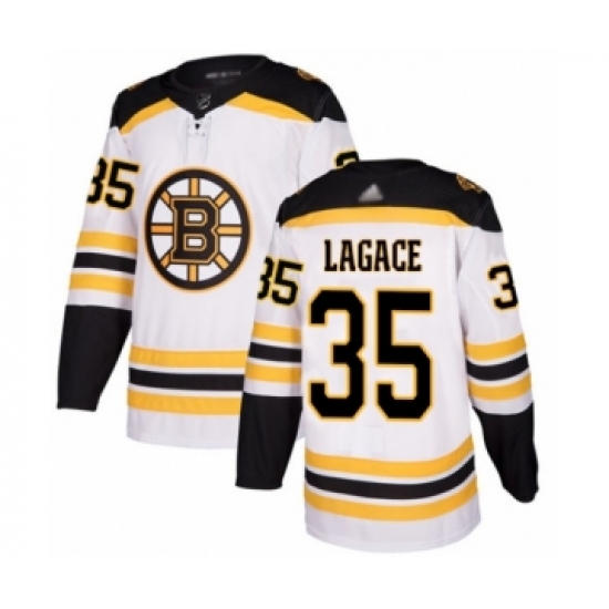 Men's Boston Bruins 35 Maxime Lagace Authentic White Away Hockey Jersey