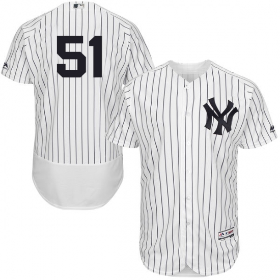 Men's Majestic New York Yankees 51 Bernie Williams White Home Flex Base Authentic Collection MLB Jersey