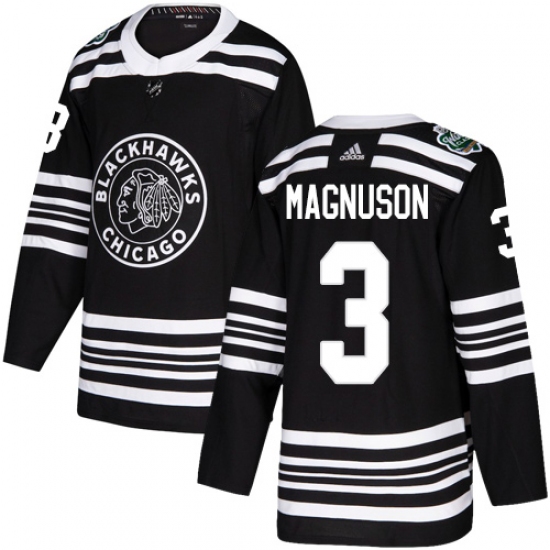 Youth Adidas Chicago Blackhawks 3 Keith Magnuson Authentic Black 2019 Winter Classic NHL Jersey