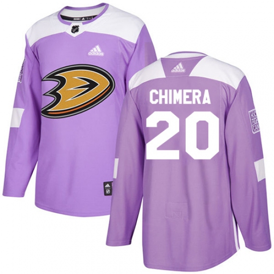 Men's Adidas Anaheim Ducks 20 Jason Chimera Authentic Purple Fights Cancer Practice NHL Jersey