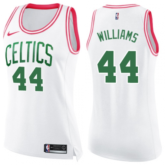 Women's Nike Boston Celtics 44 Robert Williams Swingman White Pink Fashion NBA Jersey