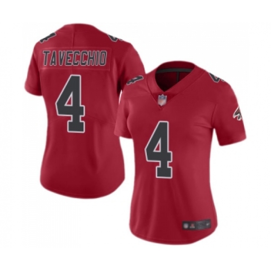 Women's Atlanta Falcons 4 Giorgio Tavecchio Limited Red Rush Vapor Untouchable Football Jersey