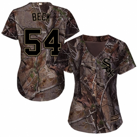 Women's Majestic Chicago White Sox 54 Chris Beck Authentic Camo Realtree Collection Flex Base MLB Jersey