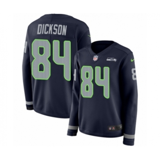Women's Nike Seattle Seahawks 84 Ed Dickson Limited Navy Blue Therma Long Sleeve NFL Jersey