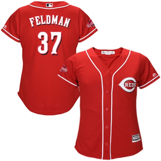 Women's Majestic Cincinnati Reds 37 Scott Feldman Authentic Red Alternate Cool Base MLB Jersey