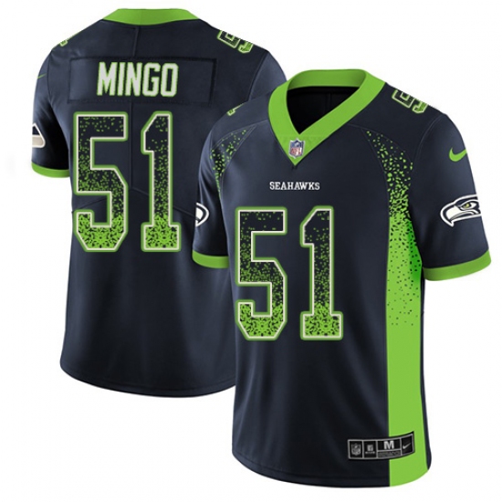 Men's Nike Seattle Seahawks 51 Barkevious Mingo Limited Navy Blue Rush Drift Fashion NFL Jersey