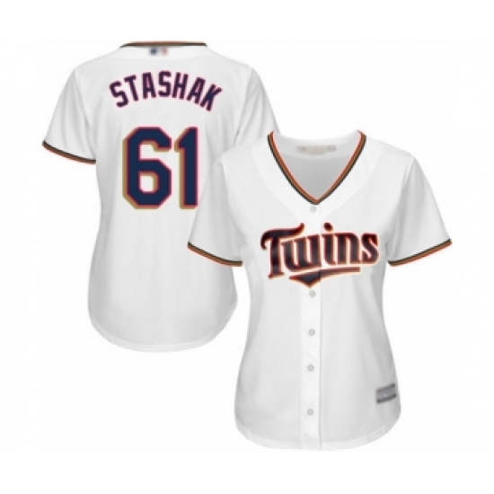 Women's Minnesota Twins 61 Cody Stashak Authentic White Home Cool Base Baseball Player Jersey