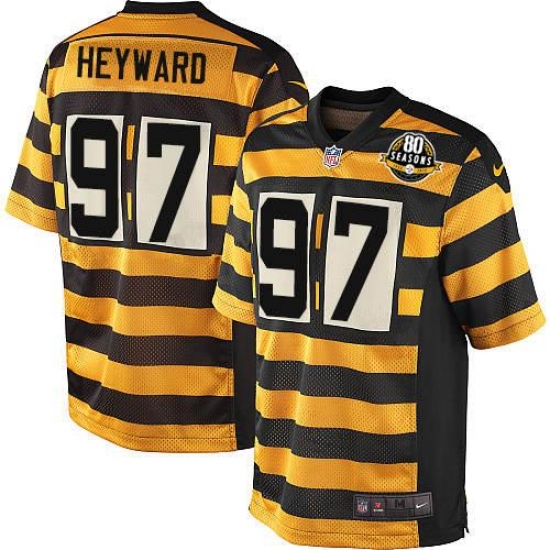 Men's Nike Pittsburgh Steelers 97 Cameron Heyward Elite Yellow/Black Alternate 80TH Anniversary Throwback NFL Jersey