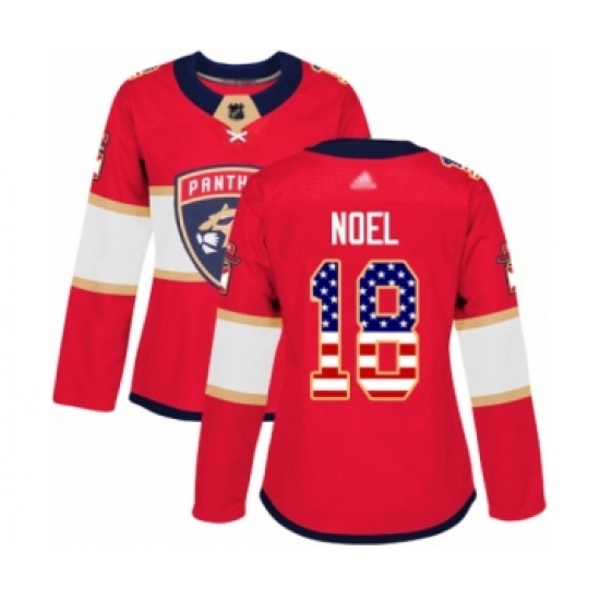 Women's Florida Panthers 18 Serron Noel Authentic Red USA Flag Fashion Hockey Jersey