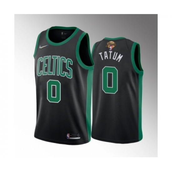 Men's Boston Celtics 0 Jayson Tatum 2022 Black Finals Stitched Jersey