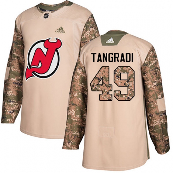 Youth Adidas New Jersey Devils 49 Eric Tangradi Authentic Camo Veterans Day Practice NHL Jersey