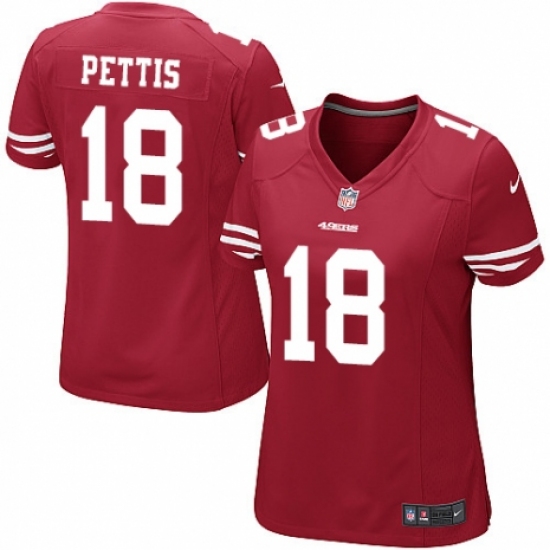 Women's Nike San Francisco 49ers 18 Dante Pettis Game Red Team Color NFL Jersey