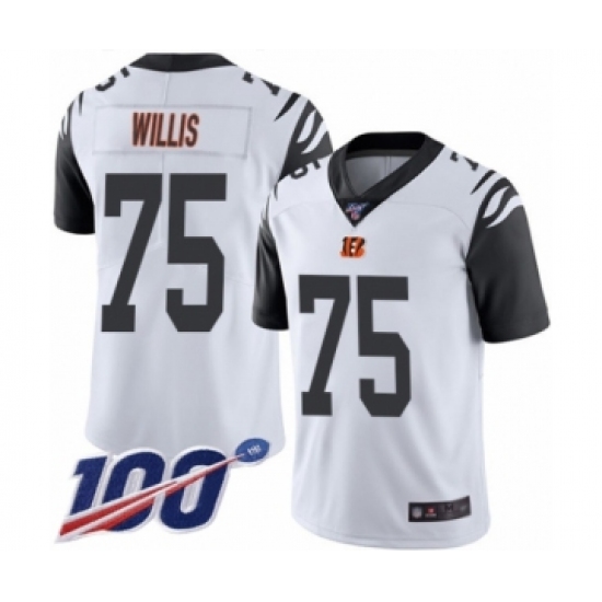 Men's Cincinnati Bengals 75 Jordan Willis Limited White Rush Vapor Untouchable 100th Season Football Jersey